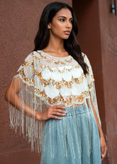 Sequin Beaded Tassel Cape Overlay Layering Pieces Kate Hewko 