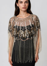Sequin Beaded Tassel Cape Overlay Layering Pieces Kate Hewko 
