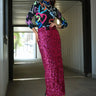 Sequin Buckled Pencil Skirt Skirts Kate Hewko Hot Pink One size 