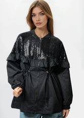 Sequin Cinched Utility Jacket Outerwear Kate Hewko 