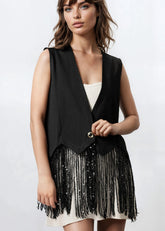 Sequin Fringe Hem Vest Vests Kate Hewko 