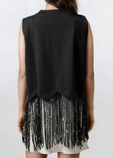 Sequin Fringe Hem Vest Vests Kate Hewko 