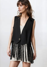 Sequin Fringe Hem Vest Vests Kate Hewko 