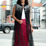 Sequin Fringe Tulle Trim Denim Vest Vests Kate Hewko Black S 