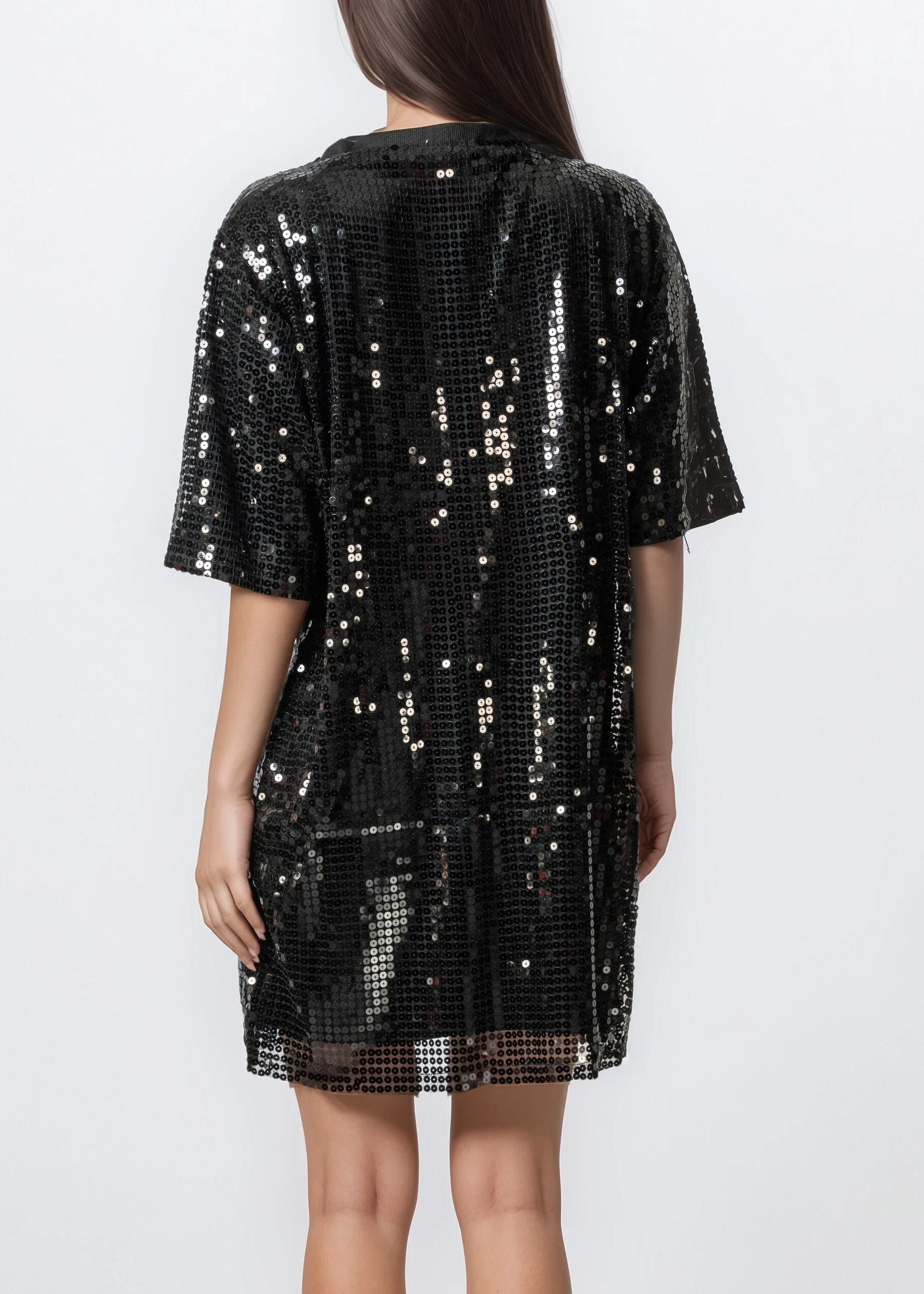 Kiss Sequin Tee Dress Black Sequin Mini | Kate Hewko Kiss Sequin Tee Dress Black Sequin Mini | Kate Hewko