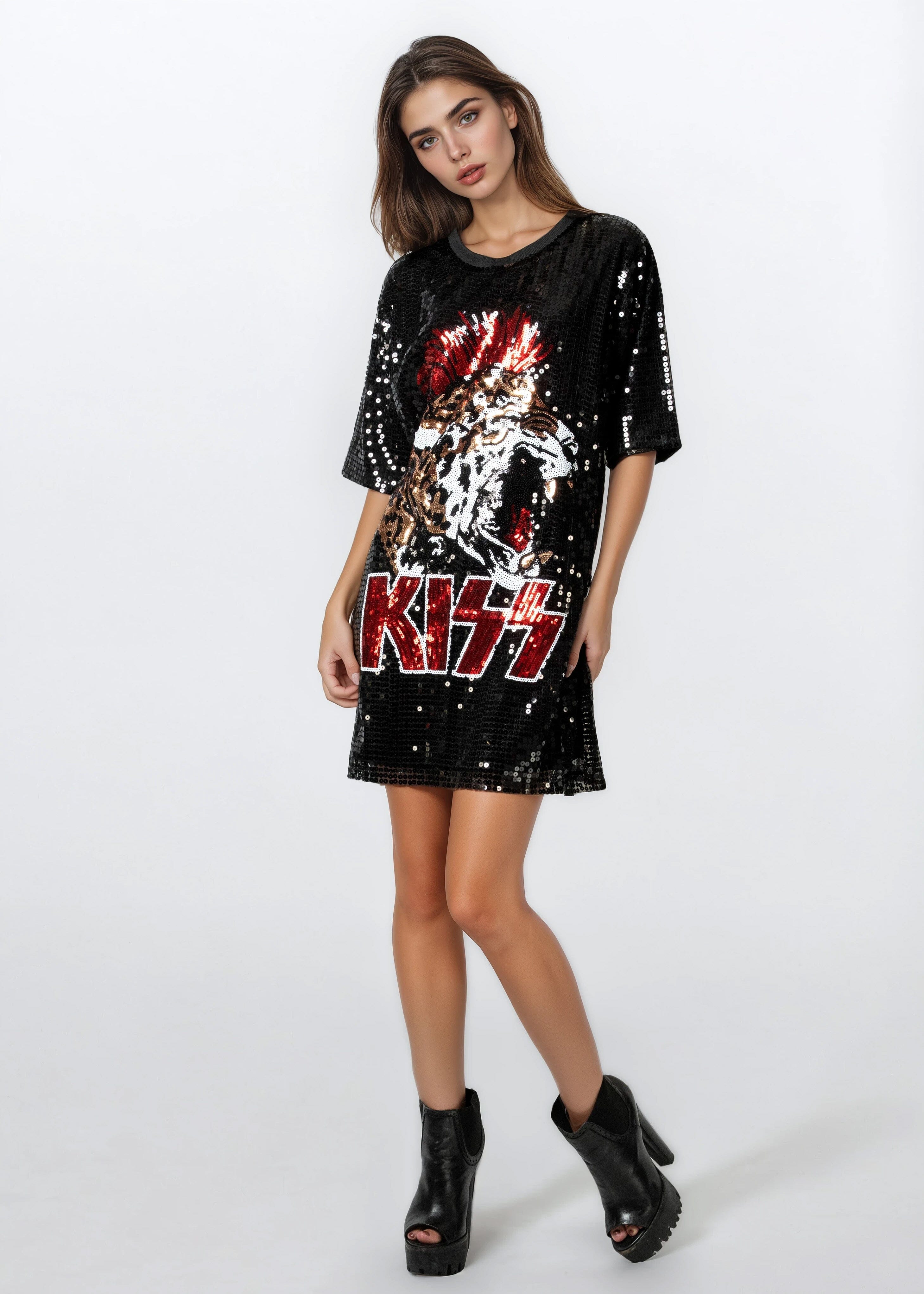 black sparkle t shirt dress Sequins Are Forever T-Shirt Dress