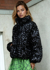 Sequin Puffer Bomber Jacket Outerwear Kate Hewko 