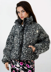 Sequin Puffer Bomber Jacket Outerwear Kate Hewko Silver S 