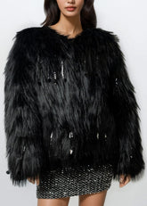 Sequin Tassel Faux Fur Coat Outerwear Kate Hewko 