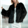 Sequin Tassel Faux Fur Coat Outerwear Kate Hewko Black S 