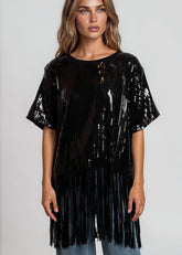 Sequin Tassel Hem Tee Tees Kate Hewko 
