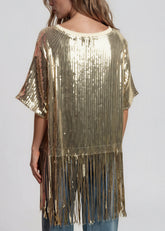 Sequin Tassel Hem Tee Tees Kate Hewko 