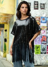 Sequin Tassel Hem Tee Tees Kate Hewko 