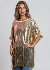 Sequin Tassel Hem Tee Tees Kate Hewko 