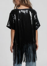 Sequin Tassel Hem Tee Tees Kate Hewko 