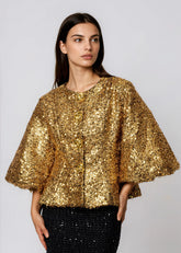 Sequin Tinsel Balloon Sleeve Jacket Outerwear Kate Hewko 