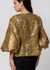 Sequin Tinsel Balloon Sleeve Jacket Outerwear Kate Hewko 