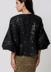 Sequin Tinsel Balloon Sleeve Jacket Outerwear Kate Hewko 