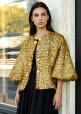 Sequin Tinsel Balloon Sleeve Jacket Outerwear Kate Hewko 