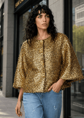 Sequin Tinsel Balloon Sleeve Jacket Outerwear Kate Hewko 