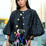 Sequin Tinsel Balloon Sleeve Jacket Outerwear Kate Hewko Black S 