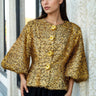 Sequin Tinsel Balloon Sleeve Jacket Outerwear Kate Hewko Gold S 