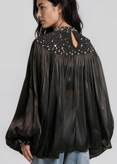 Sequin Yoke Balloon Sleeve Blouse Blouses Kate Hewko 