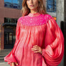 Sequin Yoke Balloon Sleeve Blouse Blouses Kate Hewko Hot Pink One size 