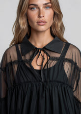 Sheer Collared Cape Blouse Blouses Kate Hewko 