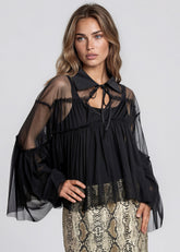 Sheer Collared Cape Blouse Blouses Kate Hewko 