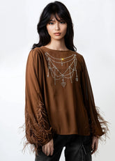 Sheer Embellished Boho Blouse Blouses Kate Hewko 