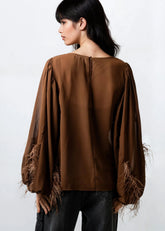 Sheer Embellished Boho Blouse Blouses Kate Hewko 