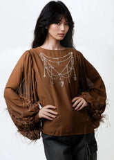 Sheer Embellished Boho Blouse Blouses Kate Hewko 