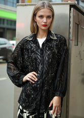 Sheer Embroidered Mesh Button Up Layering Pieces Kate Hewko 