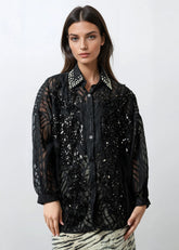 Sheer Embroidered Mesh Button Up Layering Pieces Kate Hewko 