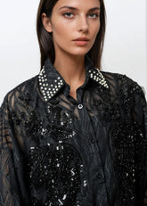 Sheer Embroidered Mesh Button Up Layering Pieces Kate Hewko 