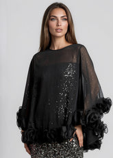 Sheer Glitter Ruffle Poncho Layering Pieces Kate Hewko 