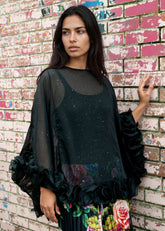 Sheer Glitter Ruffle Poncho Layering Pieces Kate Hewko 