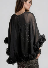 Sheer Glitter Ruffle Poncho Layering Pieces Kate Hewko 