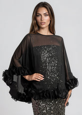 Sheer Glitter Ruffle Poncho Layering Pieces Kate Hewko 