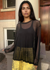 Sheer Mesh Long Sleeve Long Sleeve Tees Kate Hewko Black One size 
