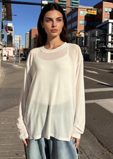 Sheer Mesh Long Sleeve Long Sleeve Tees Kate Hewko White One size 