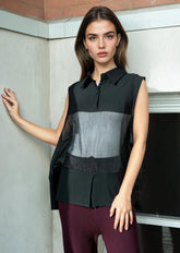 Sheer Paneled Sleeveless Blouse Blouses Kate Hewko 