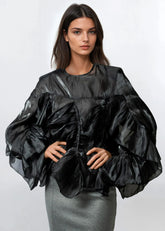 Sheer Ruffle Statement Blouse Blouses Kate Hewko 