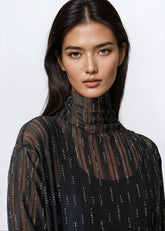 Sheer Shimmer Turtleneck Top Long Sleeve Tees Kate Hewko 