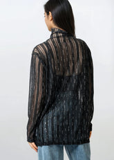 Sheer Shimmer Turtleneck Top Long Sleeve Tees Kate Hewko 