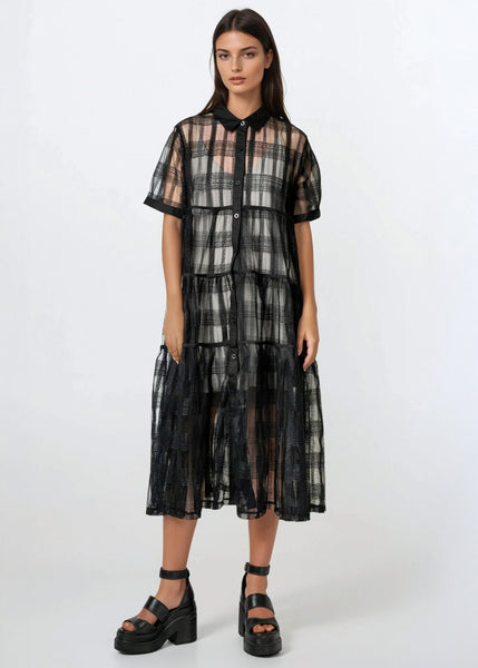 Sheer Textured Shirt Dress - Kate Hewko Sheer Textured Shirt Dress - Kate Hewko