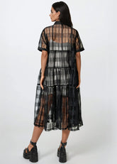 Sheer Textured Shirt Dress