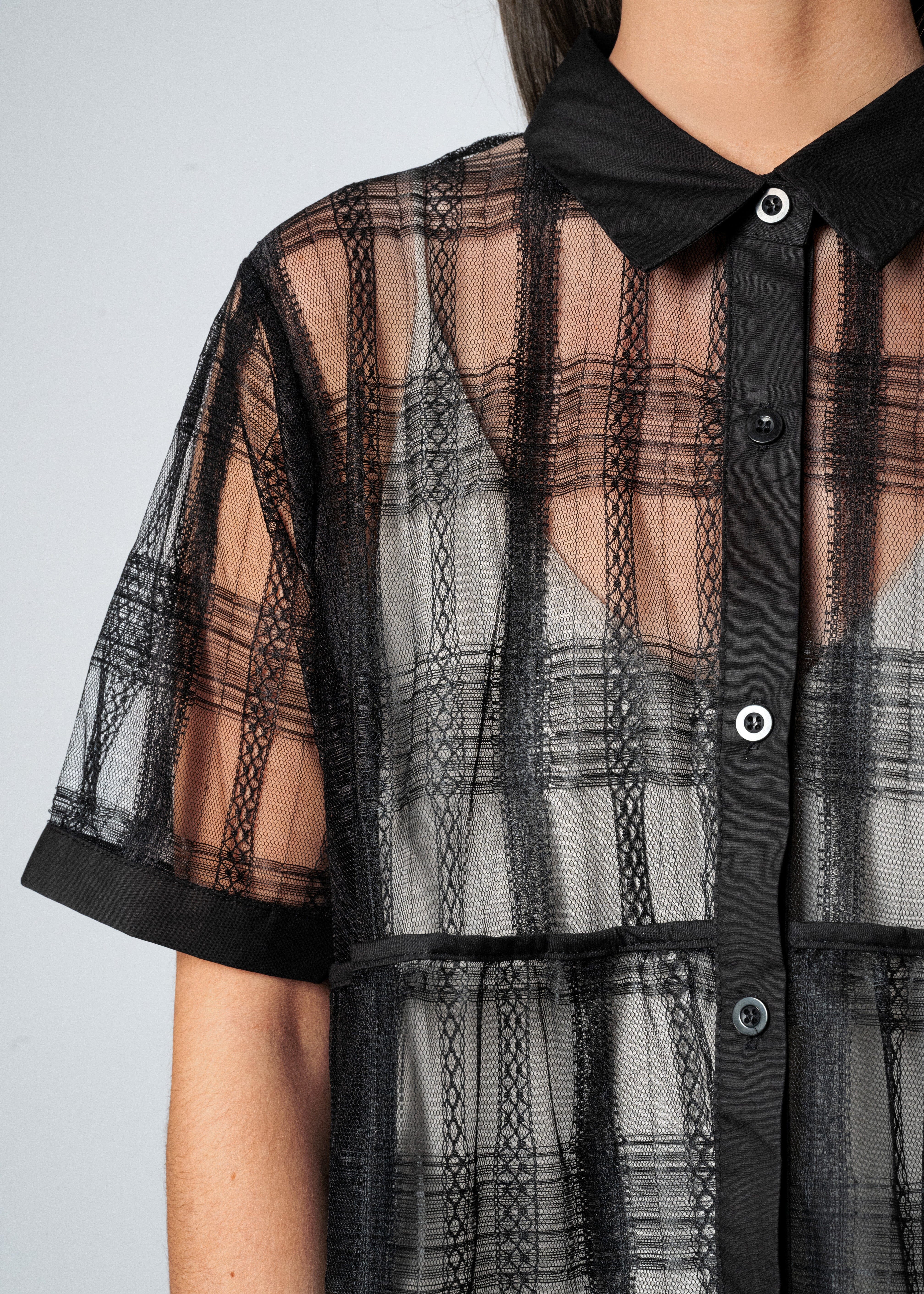 Sheer Textured Shirt Dress - Kate Hewko Sheer Textured Shirt Dress - Kate Hewko