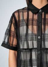 sheer shirt dress Sheer Textured Shirt Dress